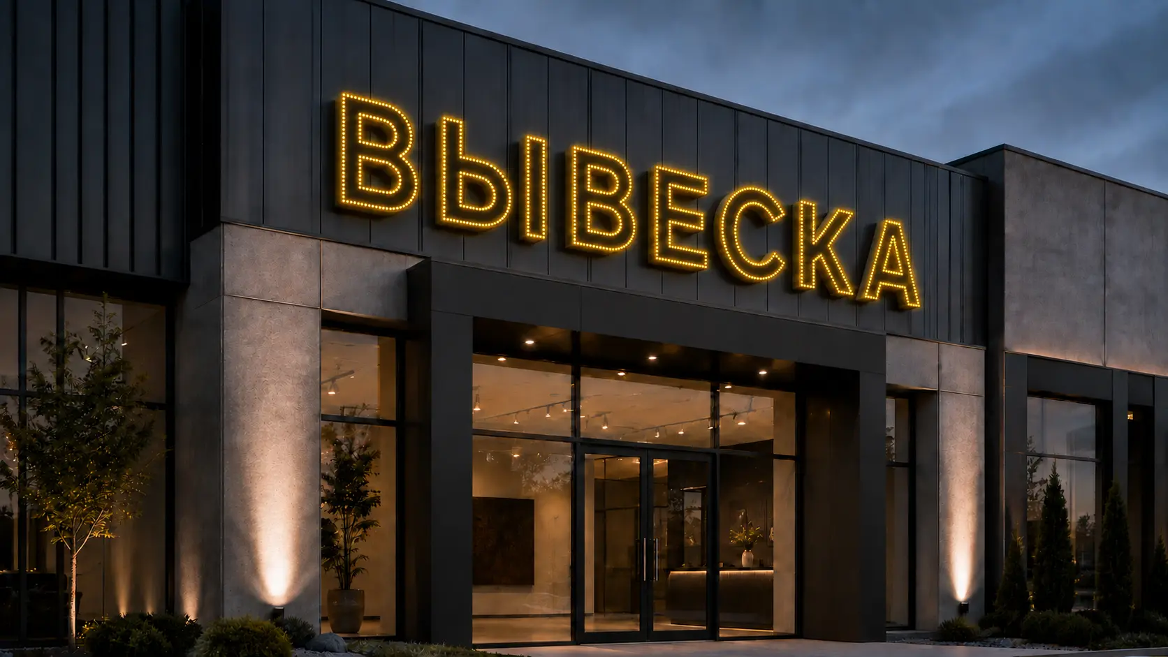 Вывеска с открытыми светодиодами